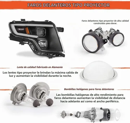 Vista 6 de AKKON - Para faros delanteros de proyector Ford Edge 2007-2010 LED DRL Light Bar Black Housing Clear Lens Driver And Passenger Side Direct