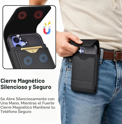 Vista 4 de ykooe Funda para teléfono celular con clip para cinturón, cierre magnético