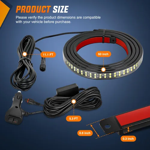 Vista 28 de Nilight - Tira de luz LED para plataforma trasera de 30 pulgadas de UTV, 204 LED, luces de freno ámbar, luces intermitentes rojas, compatible
