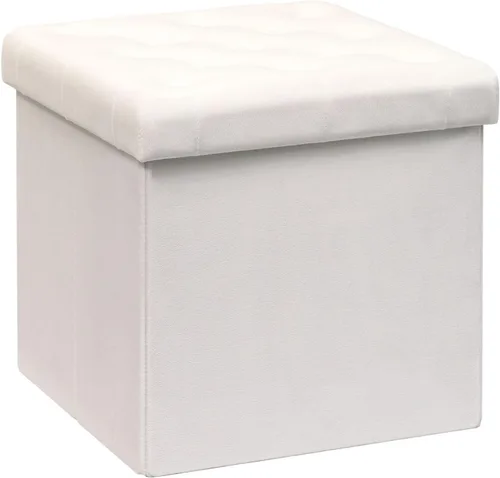 Vista 10 de B FSOBEIIALEO Otomana de Almacenamiento Plegable, Banco Largo de Zapatos Otomanas, Asiento Reposapiés de Cofre de Almacenamiento de Terciopelo Gris
