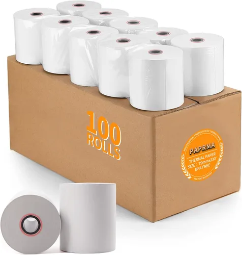 Vista 19 de rollos de papel térmico comprobante, 2 1/4 pulgadas x 50 pies (100 rollos), Blanco