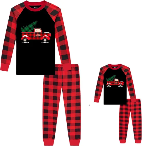 Vista 3 de Babyroom Pijamas de algodón a juego para niñas y niños pequeños, 4 piezas, ropa de dormir de Navidad Azul/2