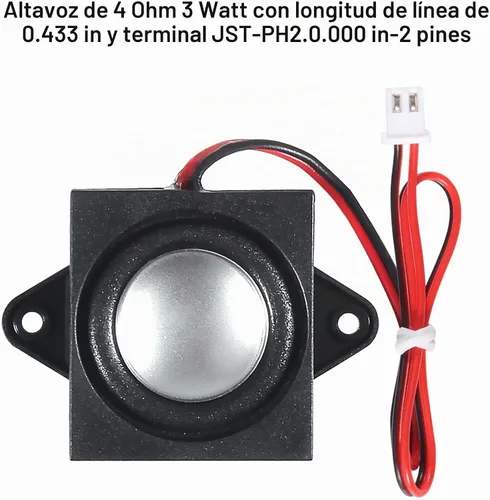 Vista 3 de 4 piezas de altavoz mini de 4 ohmios, 3 vatios, altavoz micro para Arduino con longitud de línea de 11 mm, terminal JST-PH2.0mm de 2 pines