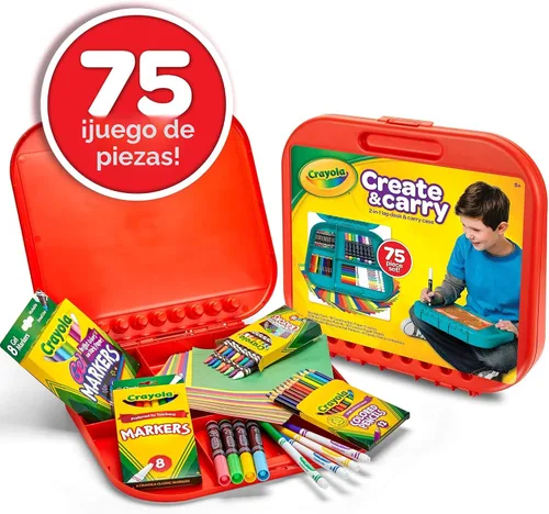 Vista 5 de Crayola Create 'n Carry, kit portable de herramientas de arte, más de 75 piezas, gran regalo.