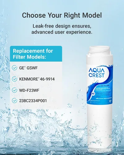 Vista 2 de AQUA CREST GSWF Filtro de agua para refrigerador, repuesto para GE® GSWF Smart Water 238C2334P001, Kenmore® 46-9914, 469914, 9914, 2 filtros