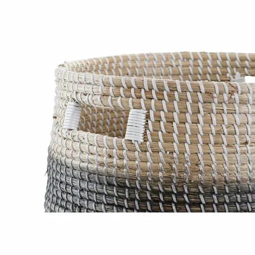 Vista 3 de Juego de Cestas DKD Home Decor Gris Natural Hierba marina (3 Piezas)