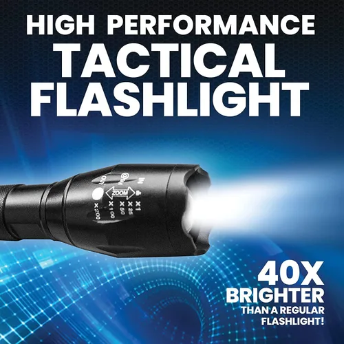 Vista 2 de Bell+Howell TacLight - Linterna LED brillante, linterna táctica, función de zoom, 5 modos, bombilla de 100,000 horas, resistente al agua, duradera