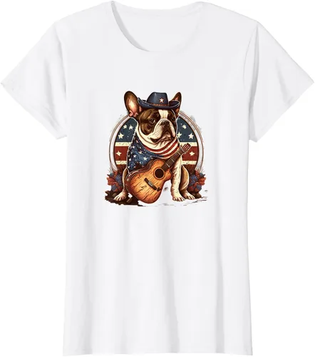 Vista 11 de Camiseta divertida de Bulldog francés con música country y roeo, Negro