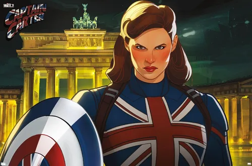 Vista 12 de Trends International Marvel: Year of The Shield - Póster de pared del Capitán Carter, 22.4 pulgadas de largo x 14.7 pulgadas, versión enmarcada