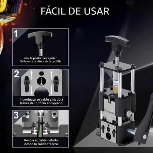 Vista 4 de Máquina pelacables, herramienta de pelado de alambre dos en uno con alimentación de taladro/manual, pelado de alambre para cable de cobre