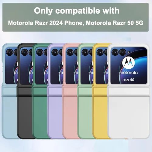 Vista 8 de Ninki Funda protectora de bisagra delgada compatible para Motorola Razr 50 2024, para Moto Razr 50, color azul