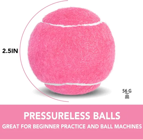 Vista 3 de INSUM Tennis Balls, Extra Duty Practice Tennis Balls with Mesh Bag Rosa