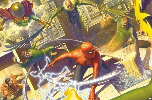 Vista 9 de Trends International Póster de Marvel Comics - Spider-Man - Battle with Sinister Six, 14.725 x 22.375 in, versión enmarcada de Barnwood