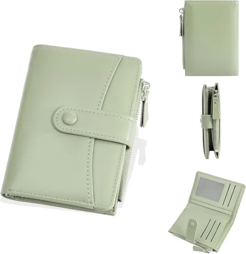 Vista 21 de Carteras de cuero para mujer con bloqueo RFID, billetera delgada, plegable, tarjetero con cremallera, bolsillo para monedas, ventana