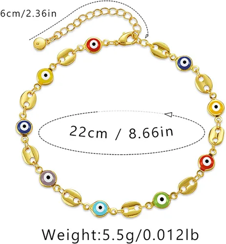 Vista 24 de Tobillera para mujer, chapada en oro de 18 quilates, tobillera con dije de oro, impermeable, para verano, playa, cadena de pie, joyería para regalos