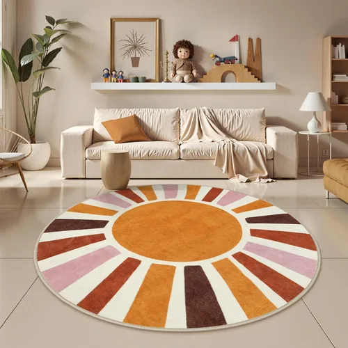 Vista 16 de LIVEBOX Alfombra de baño redonda retro de 3 pies, colorida alfombra bohemia suave circular para dormitorio, bonita alfombra lavable antideslizante