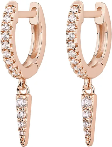 Vista 3 de PAVOI Aretes colgantes de plata de ley S925 chapados en oro de 14 quilates para mujer, diseño de estrella, cerradura, mariposa, luna, relámpago