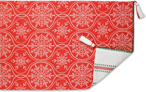 Vista 4 de DII Joyful Snowflakes Collection - Camino de mesa reversible de Navidad, 14 x 108 pulgadas