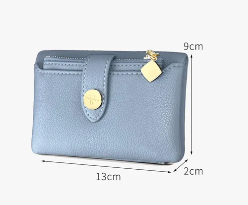 Vista 4 de PofeeXIO Carteras para mujer con funda de tarjeta extraíble, monedero compacto plegable pequeño para mujer, billetera RFID para mujer, billetera