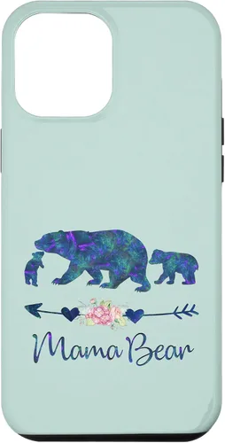 Vista 26 de Teal Blue Purple Floral Mama Bear and Two Cubs Green Mint Case for iPhone 16
