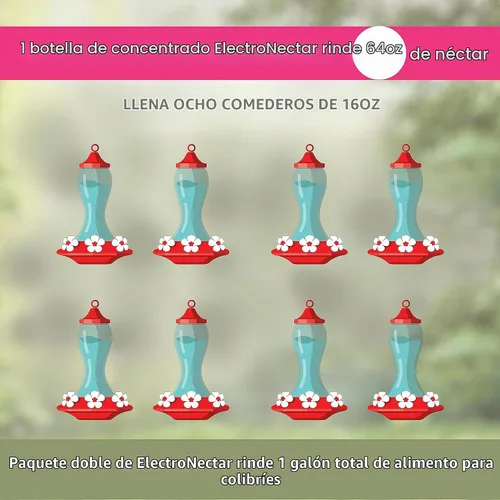 Vista 2 de Kaytee Hummingbird ElectroNectar - Alimento para aves silvestres, concentrado de 16 onzas, paquete de 2 unidades, hace 128 onzas de ElectroNectar
