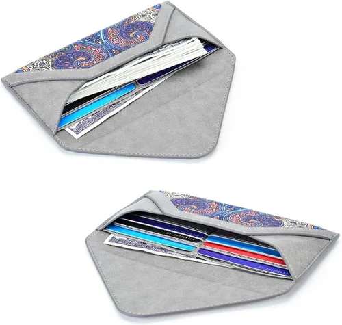 Vista 3 de Cartera de tarjetas para mujer estilo sobre tarjetero para tarjetas de crédito bonita cartera para dinero en efectivo para mujer Gris Classic