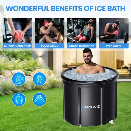 Vista 2 de ONLYCARE Bañera de Hielo XXL para Atletas/2 Adultos – Temperatura Constante 5H Bañera de Inmersión Fría Portátil con Cubierta para Recuperación