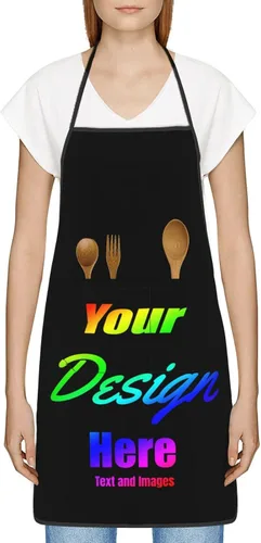 Vista 3 de Delantales personalizados, delantal personalizado con texto en imagen para hombres y mujeres, delantal de chef de cocina personalizado