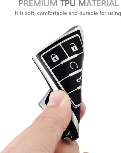 Vista 6 de OFFCURVE Funda para llavero Compatible con Cadillac C5+Llavero, Plateado negro