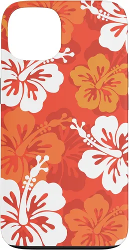 Vista 7 de Carcasa para iPhone 17 con diseño de flores hawaianas tropicales de hibisco naranja Y2K