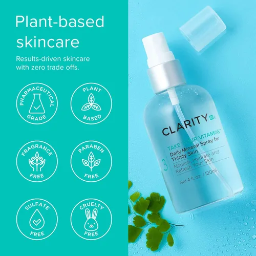 Vista 5 de ClarityRx Toma tus vitaminas en aerosol mineral diario para piel seca, hidratante natural a base de plantas para rostro y cuerpo para todo