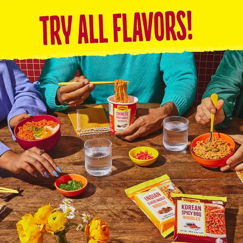 Vista 6 de Maggi Paquete de 24 fideos para barbacoa picantes coreanos