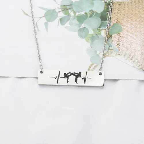 Vista 2 de UJIMS Taekwondo - Collar con colgante de latido del corazón marcial para mujeres y hombres, regalo de niña de Taekwondo