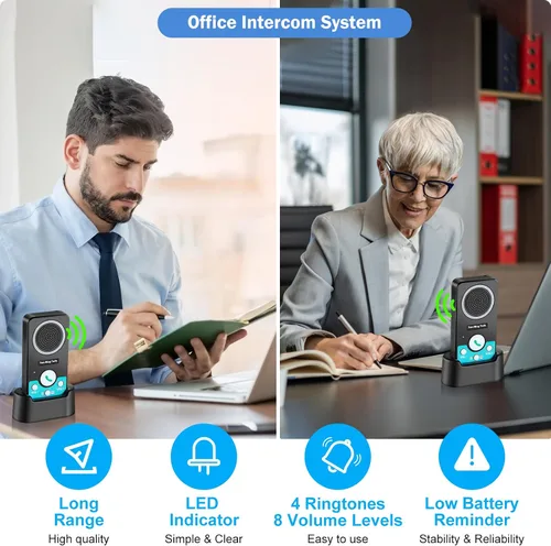 Vista 4 de Intercomunicadores inalámbricos para el hogar, sistema de intercomunicación inalámbrica de audio bidireccional manos libres de largo alcance, 4