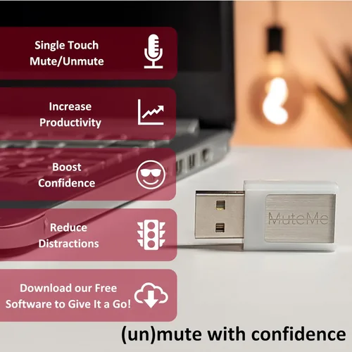 Vista 4 de MuteMe Mini - USB A - Botón de silencio físico iluminado para Zoom, Teams y más (como se ve en Shark Tank). Software gratuito para Windows/Mac