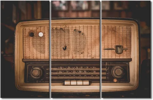 Vista 21 de TUMOVO Arte de pared de estilo retro, grupo de dispositivos electrónicos antiguos de radio, pinturas de imágenes, 3 piezas, lienzo, decoración
