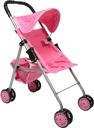 Vista 10 de The New York Doll Collection My First Doll Stroller con Canasta, Cochecito de Muñeca Plegable (Acolchado Rojo)