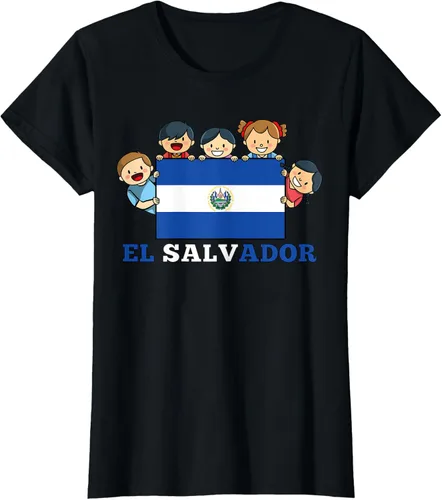 Vista 46 de Camiseta salvadoreña del Mes de la Herencia Hispana con la bandera de El Salvador para niños, Negro