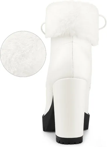 Vista 5 de Allegra K Botines de tacón grueso plegables con plataforma para mujer