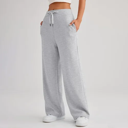 Vista 3 de Pantalones deportivos de pierna ancha para mujer, holgados, con cordón, cintura alta, pantalones de entrenamiento informales, cómodos, suaves