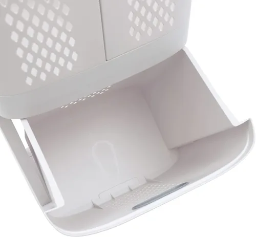 Vista 4 de Cesta de plástico para ropa sucia para el hogar, cesta de ropa con diseño dividido, cuerpo de cesta hueco y rueda universal