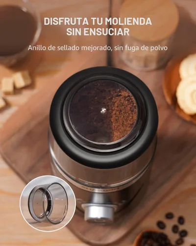 Vista 5 de SHARDOR Molinillo de café eléctrico de hoja súper silenciosa, perilla giratoria de control de molienda temporizada, ajustable grueso a fino