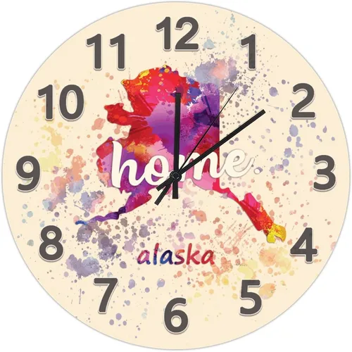 Vista 85 de UFunhome Reloj de pared con mapa del estado de Nevada, acuarela, Estados Unidos, reloj redondo de madera, funciona con pilas, silencioso, sin