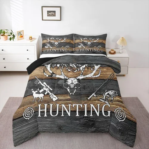 Vista 13 de Juego de edredón de oso rústico tamaño individual para mujeres adultas, ropa de cama con estampado de oso salvaje y animales salvajes, relleno