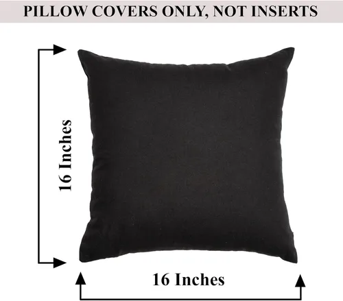 Vista 5 de RELY+ Fundas de cojín de algodón negras de 16"x16" Juego de 2 Fundas decorativas con cremallera para cojines, para sofá, casa de campo y sala