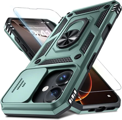 Vista 44 de Janmitta Funda para iPhone 8 Plus/7 Plus/6 Plus, Cubierta de Teléfono con Cubierta Deslizante Integrada para Lente de Cámara + Protector