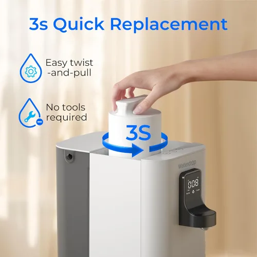 Vista 4 de Waterdrop Filtro K19RFFK, repuesto para sistema K19-SFK, vida útil de 12 Minerales alcalinos agregados, vida útil larga del filtro, reemplazo fácil