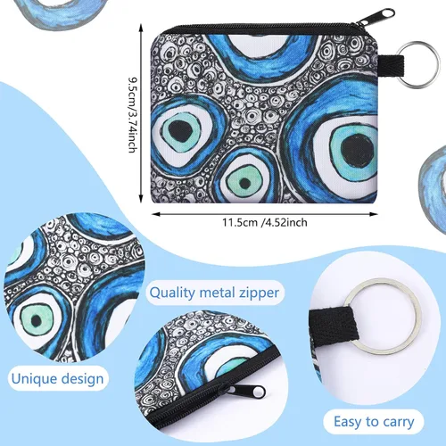 Vista 3 de 10 monederos pequeños, estilo bohemio, monedero, monedero, monedero, monedero con cremallera, para mujeres y niñas, Multicolorido