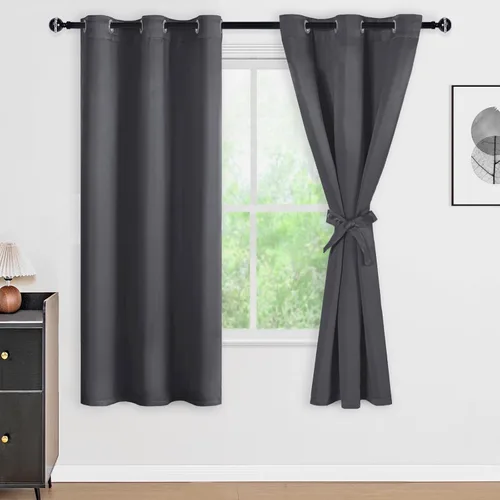 Vista 45 de DWCN - Cortinas 100% opacas para dormitorio con forro negro, cortinas de ventana de doble capa con aislamiento térmico que oscurecen toda la Azul