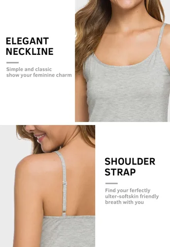Vista 4 de Knuffnee Camisetas básicas para mujer, con tirantes delgados, ajustables, paquete de 4